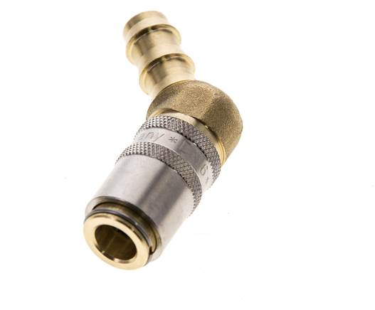 Latón DN 6 Enchufe de anclaje para manguera de 9,5 mm Pilar de 45 grados