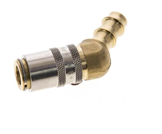 Latón DN 6 Enchufe de anclaje para manguera de 9,5 mm Pilar de 45 grados