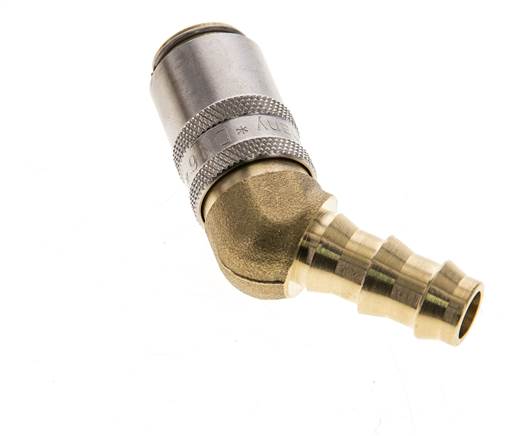 Latón DN 6 Enchufe de anclaje para manguera de 9,5 mm Pilar de 45 grados