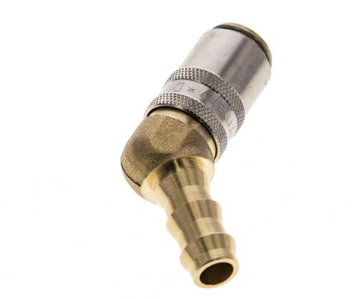 Latón DN 6 Enchufe de anclaje para manguera de 9,5 mm Pilar de 45 grados