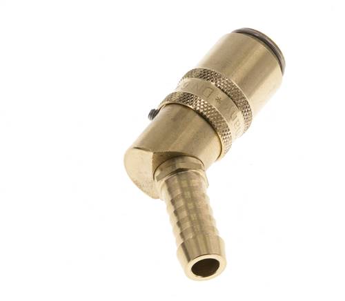 Latón DN 6 Enchufe de anclaje de manguera de 9 mm Protección de desbloqueo Doble cierre de 45 grados