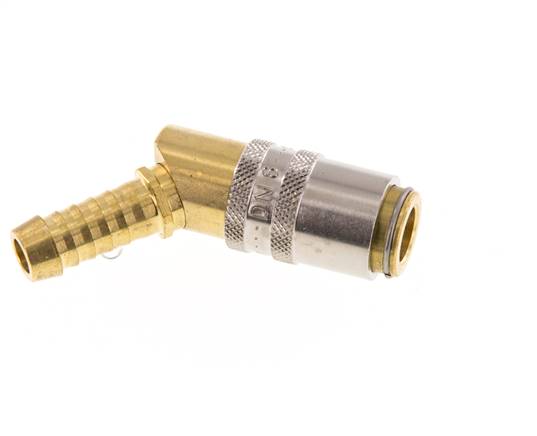 Latón DN 6 Enchufe de anclaje del molde 9 mm Protección de desbloqueo de la manguera 45 grados