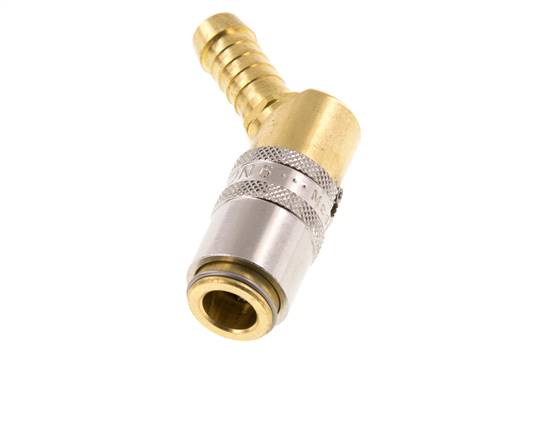 Latón DN 6 Enchufe de anclaje del molde 9 mm Protección de desbloqueo de la manguera 45 grados