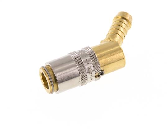 Latón DN 6 Enchufe de anclaje del molde 9 mm Protección de desbloqueo de la manguera 45 grados