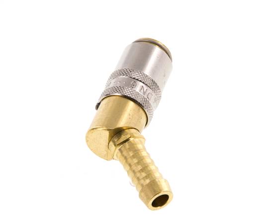 Latón DN 6 Enchufe de anclaje del molde 9 mm Protección de desbloqueo de la manguera 45 grados