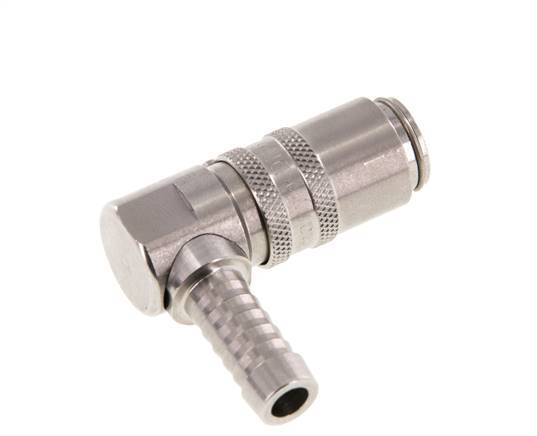 Stainless Steel DN 6 Mold Coupling Socket 9 mm Hose Pillar Double Shut-Off 90-deg