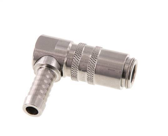 Stainless Steel DN 6 Mold Coupling Socket 9 mm Hose Pillar Double Shut-Off 90-deg