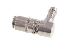 Stainless Steel DN 6 Mold Coupling Socket 9 mm Hose Pillar Double Shut-Off 90-deg