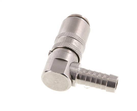 Stainless Steel DN 6 Mold Coupling Socket 9 mm Hose Pillar Double Shut-Off 90-deg