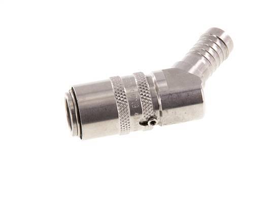 Stainless Steel DN 9 Mold Coupling Socket 13 mm Hose Pillar Double Shut-Off 45-deg