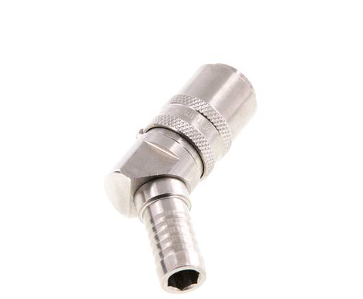 Acero inoxidable DN 9 Acoplamiento de moldes de 13 mm Pilar de manguera de doble cierre de 45 grados