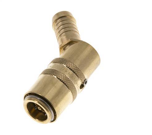 Brass DN 9 Mold Coupling Socket 13 mm Hose Pillar Unlocking Protection Double Shut-Off 45-deg