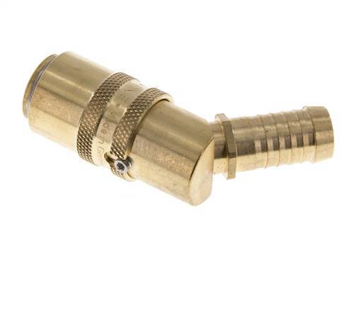Brass DN 9 Mold Coupling Socket 13 mm Hose Pillar Unlocking Protection Double Shut-Off 45-deg