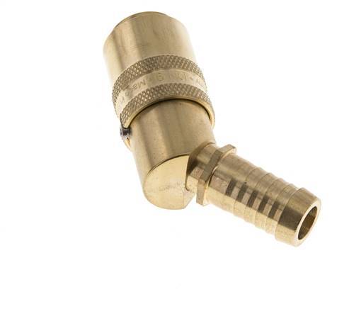 Brass DN 9 Mold Coupling Socket 13 mm Hose Pillar Unlocking Protection Double Shut-Off 45-deg