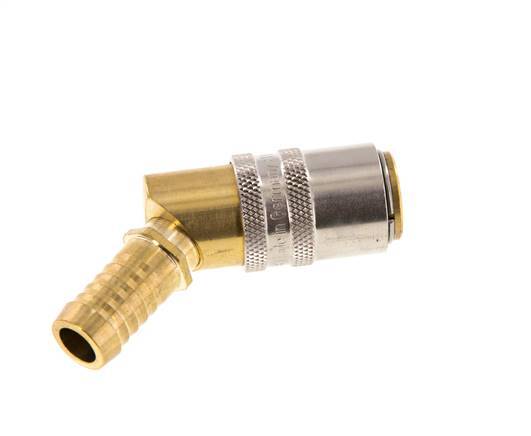 Brass DN 9 Mold Coupling Socket 13 mm Hose Pillar Unlocking Protection 45-deg