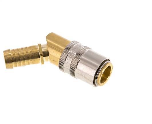 Brass DN 9 Mold Coupling Socket 13 mm Hose Pillar Unlocking Protection 45-deg