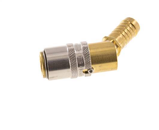 Brass DN 9 Mold Coupling Socket 13 mm Hose Pillar Unlocking Protection 45-deg