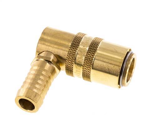 Brass DN 9 Mold Coupling Socket 13 mm Hose Pillar Double Shut-Off 90-deg