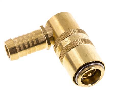 Brass DN 9 Mold Coupling Socket 13 mm Hose Pillar Double Shut-Off 90-deg