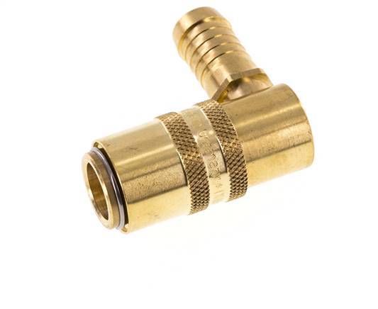 Brass DN 9 Mold Coupling Socket 13 mm Hose Pillar Double Shut-Off 90-deg