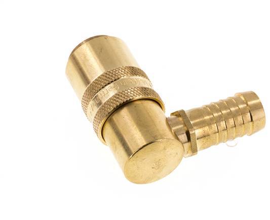 Brass DN 9 Mold Coupling Socket 13 mm Hose Pillar Double Shut-Off 90-deg