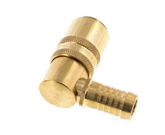 Brass DN 9 Mold Coupling Socket 13 mm Hose Pillar Double Shut-Off 90-deg