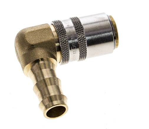 Acoplamiento de latón DN 9 para mangueras de 12,7 mm Pilar de 90 grados
