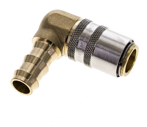 Acoplamiento de latón DN 9 para mangueras de 12,7 mm Pilar de 90 grados