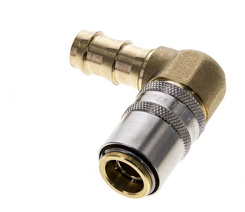 Acoplamiento de latón DN 9 para mangueras de 12,7 mm Pilar de 90 grados