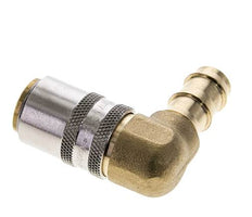 Acoplamiento de latón DN 9 para mangueras de 12,7 mm Pilar de 90 grados