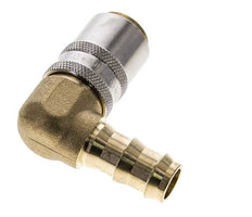 Acoplamiento de latón DN 9 para mangueras de 12,7 mm Pilar de 90 grados