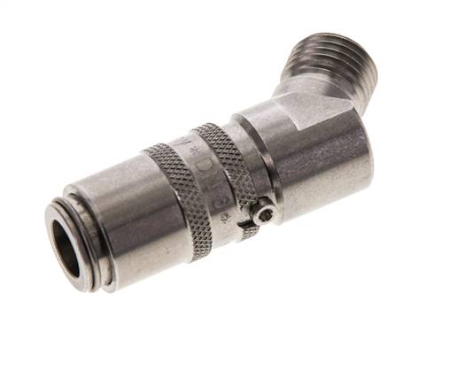 Acero inoxidable DN 6 Acoplamiento de moldes con rosca macho M14x1,5 Cierre doble a 45 grados