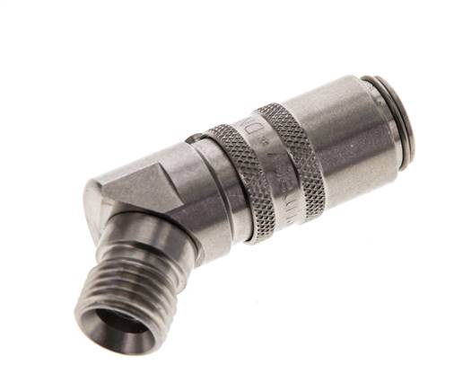 Acero inoxidable DN 6 Acoplamiento de moldes con rosca macho M14x1,5 Cierre doble a 45 grados