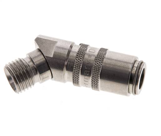 Acero inoxidable DN 6 Acoplamiento de moldes con rosca macho M14x1,5 Cierre doble a 45 grados
