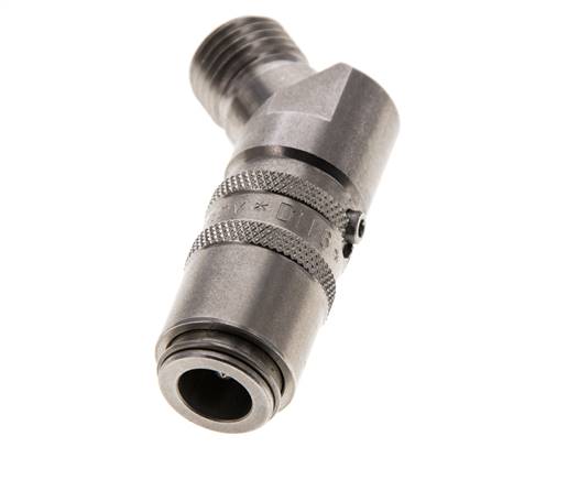 Acero inoxidable DN 6 Acoplamiento de moldes con rosca macho M14x1,5 Cierre doble a 45 grados