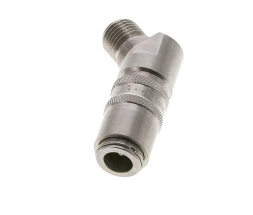 Acero inoxidable DN 6 Acoplamiento de moldes con rosca macho de 1/4 de pulgada Doble cierre de 45 grados