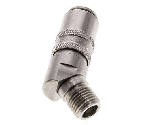 Stainless Steel DN 6 Mold Coupling Socket G 1/4 inch Male Threads 45-deg