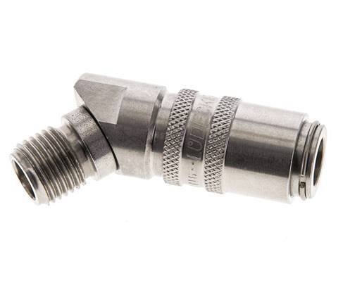 Stainless Steel DN 6 Mold Coupling Socket G 1/4 inch Male Threads 45-deg