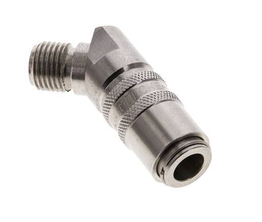 Stainless Steel DN 6 Mold Coupling Socket G 1/4 inch Male Threads 45-deg