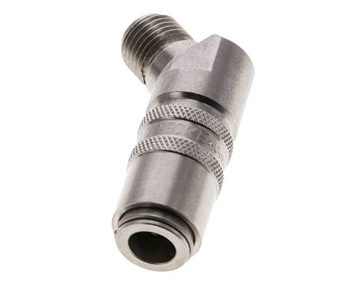 Acoplamiento de moldes de acero inoxidable DN 6, con rosca macho de 1/4 de pulgada de 45 grados