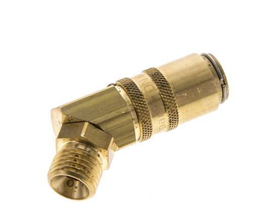 Latón DN 6 Acoplamiento de moldes Rosca macho M14x1,5 Protección de desbloqueo Doble cierre 45 grados