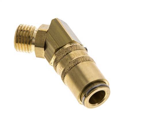 Latón DN 6 Acoplamiento de moldes Rosca macho M14x1,5 Protección de desbloqueo Doble cierre 45 grados