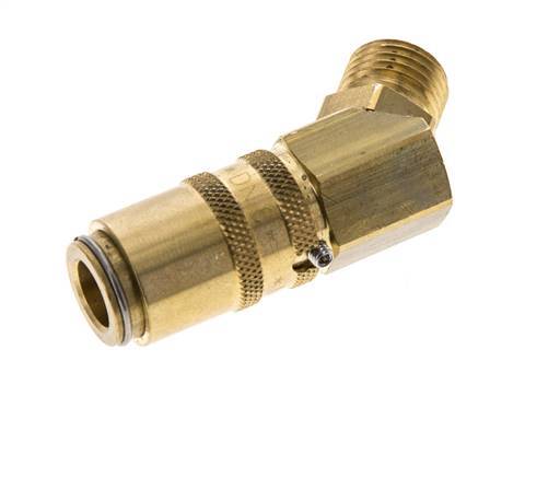 Latón DN 6 Acoplamiento de moldes Rosca macho M14x1,5 Protección de desbloqueo Doble cierre 45 grados