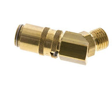 Latón DN 6 Acoplamiento de moldes Rosca macho M14x1,5 Protección de desbloqueo Doble cierre 45 grados