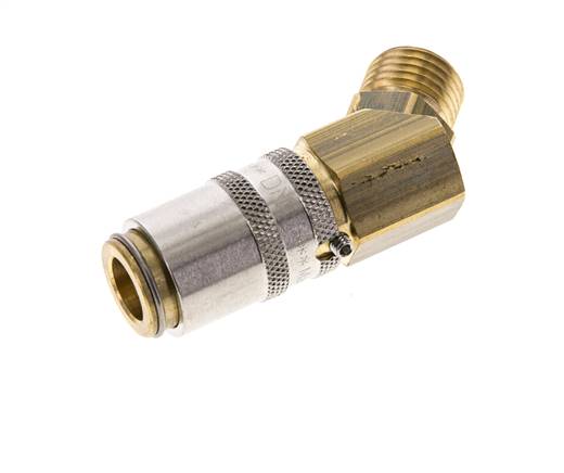 Latón DN 6 Acoplamiento de moldes Rosca macho M14x1,5 Protección de desbloqueo 45 grados