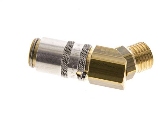 Latón DN 6 Acoplamiento de moldes Rosca macho M14x1,5 Protección de desbloqueo 45 grados