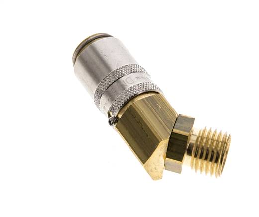 Latón DN 6 Acoplamiento de moldes Rosca macho M14x1,5 Protección de desbloqueo 45 grados