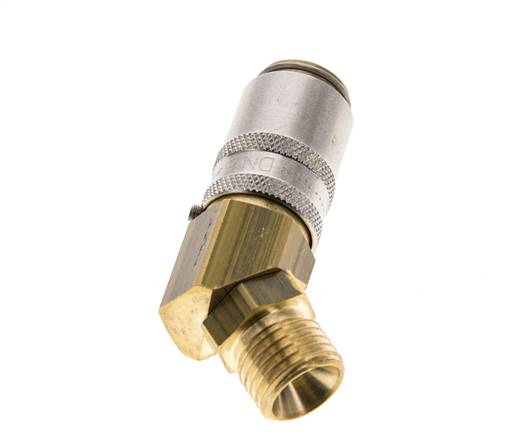 Latón DN 6 Acoplamiento de moldes Rosca macho M14x1,5 Protección de desbloqueo 45 grados