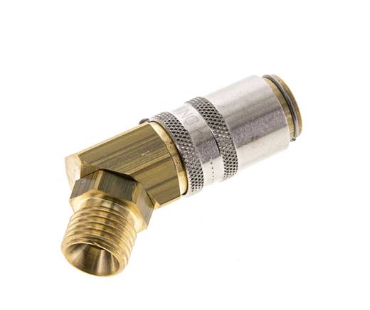 Latón DN 6 Acoplamiento de moldes Rosca macho M14x1,5 Protección de desbloqueo 45 grados