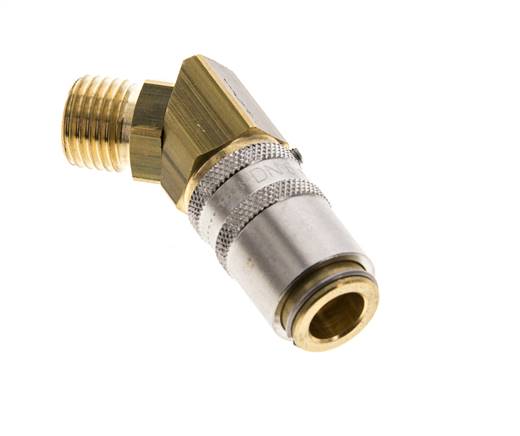Latón DN 6 Acoplamiento de moldes Rosca macho M14x1,5 Protección de desbloqueo 45 grados